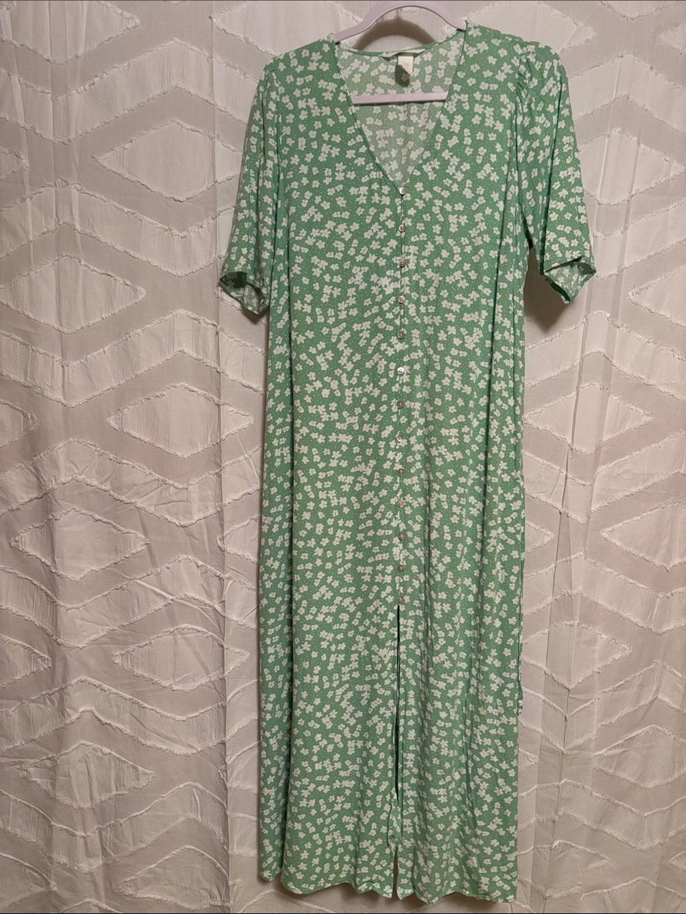 Green Floral V-Neck Women’s Maternity Midi Dress